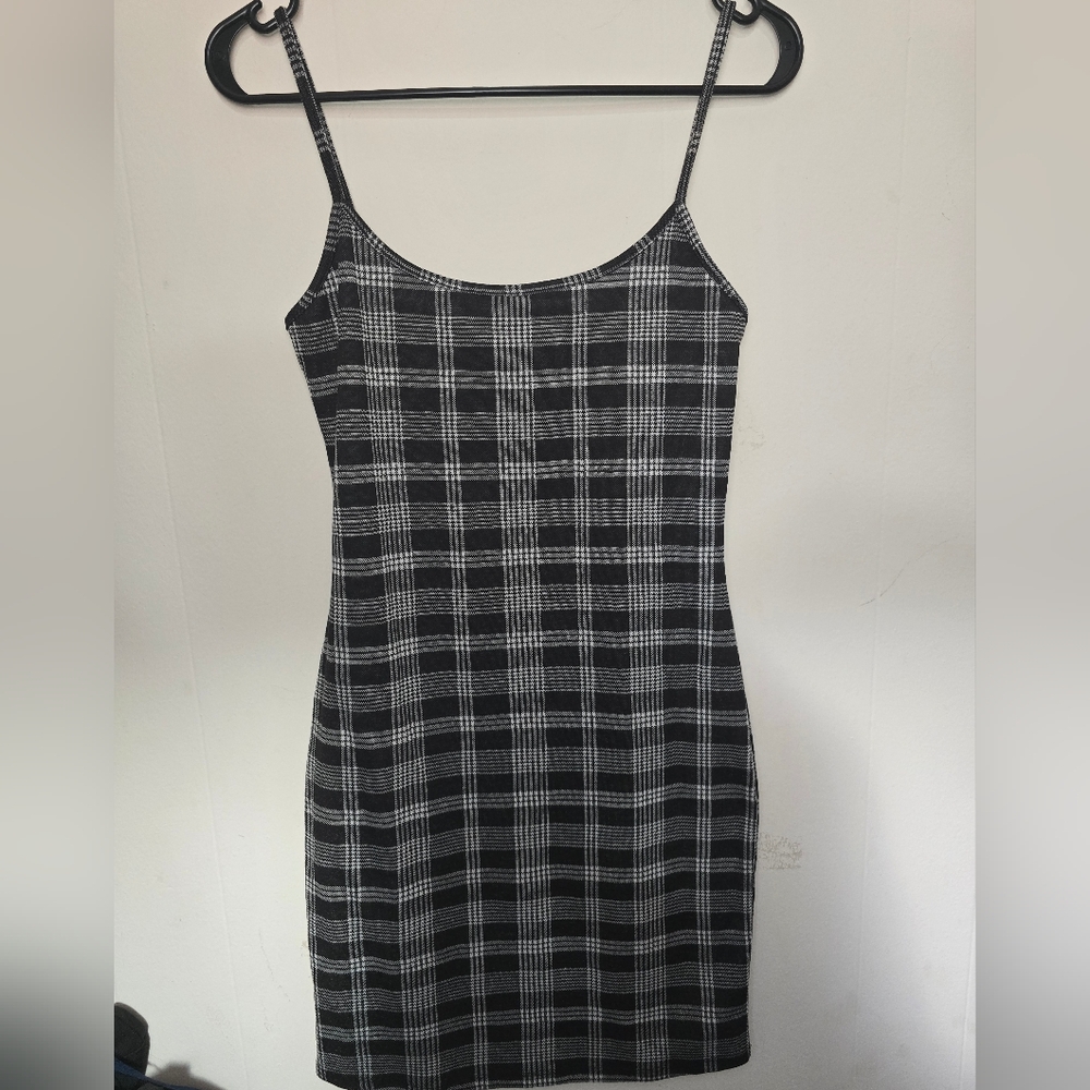 Popular 21 Plaid Black & White Mini Dress | Sz S